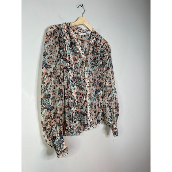 NEW Ulla Johnson Astrid Floral Lurex V-Neck Multicolor Blouse Top - Picture 3 of 7